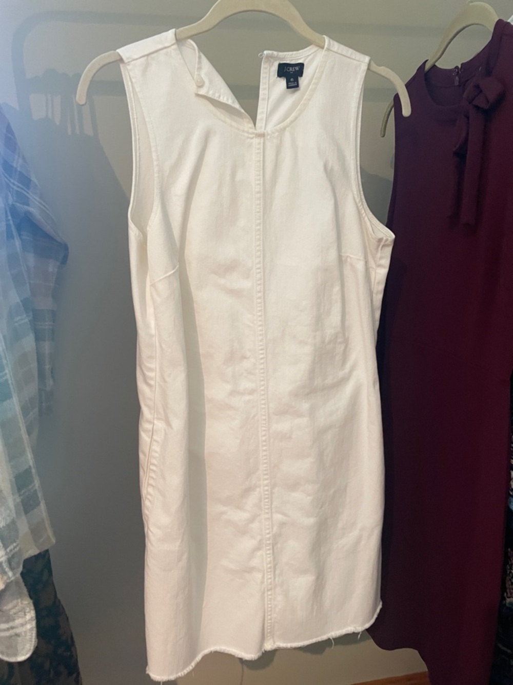 J. Crew Sleeveless White Shift Dress Denim